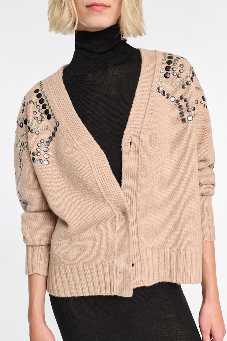 Dorothee Schumacher Merino-Kaschmir Cardigan mit Embellishment camel