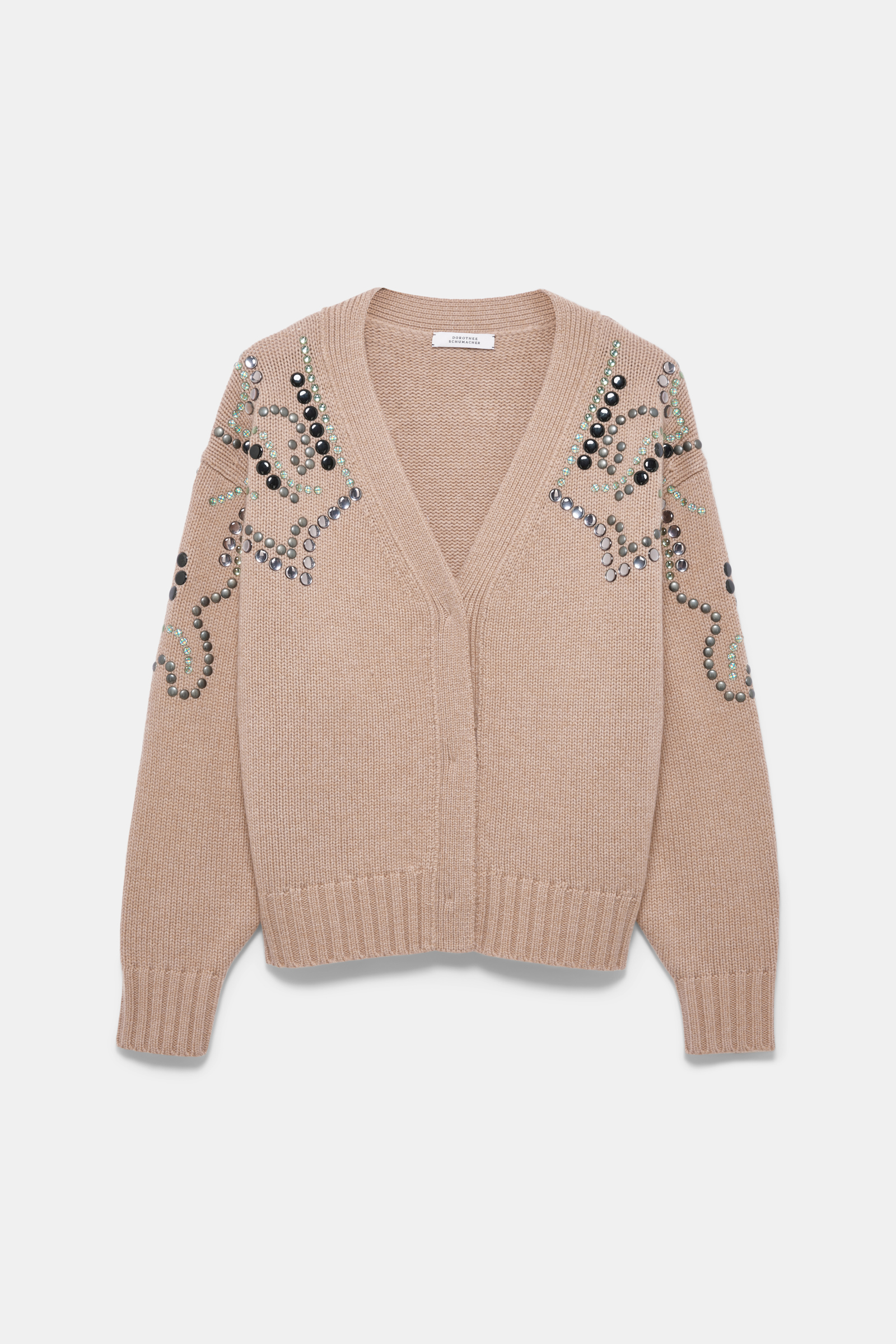 Dorothee Schumacher Embellished Merino-cashmere cardigan camel