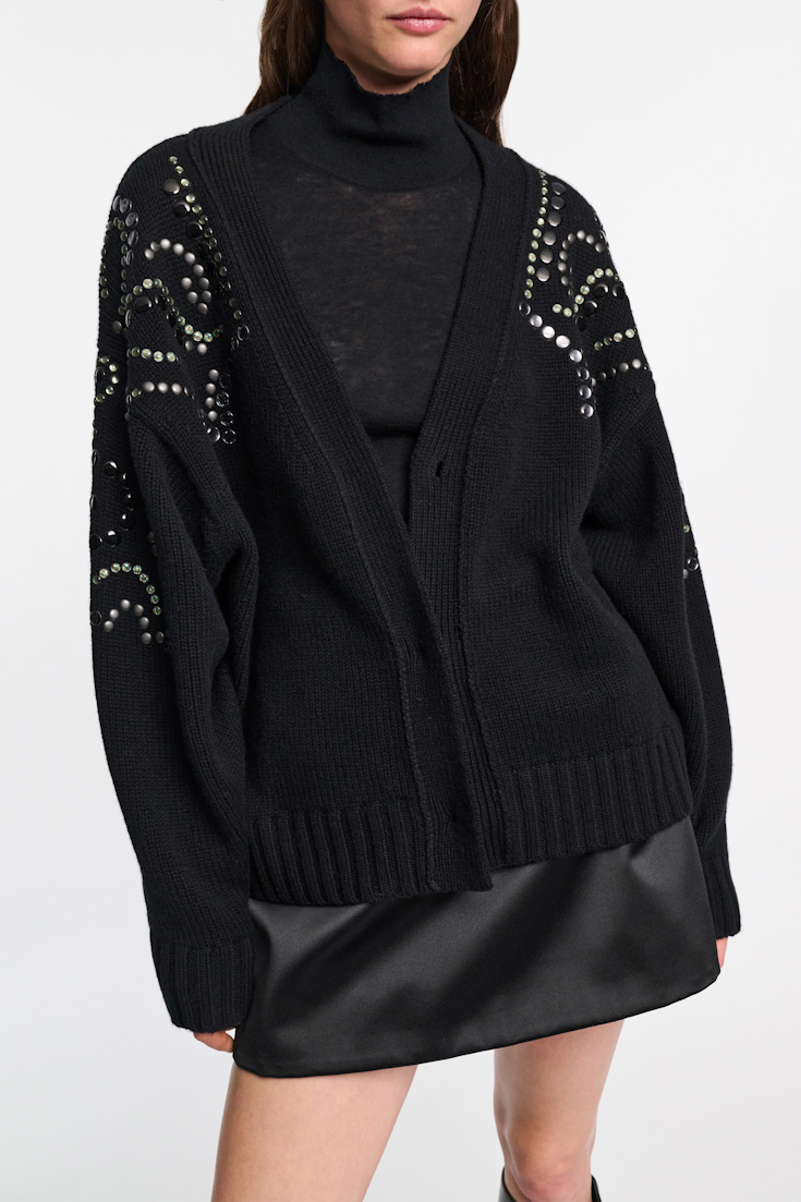 Dorothee Schumacher Merino-Kaschmir Cardigan mit Embellishment deep black