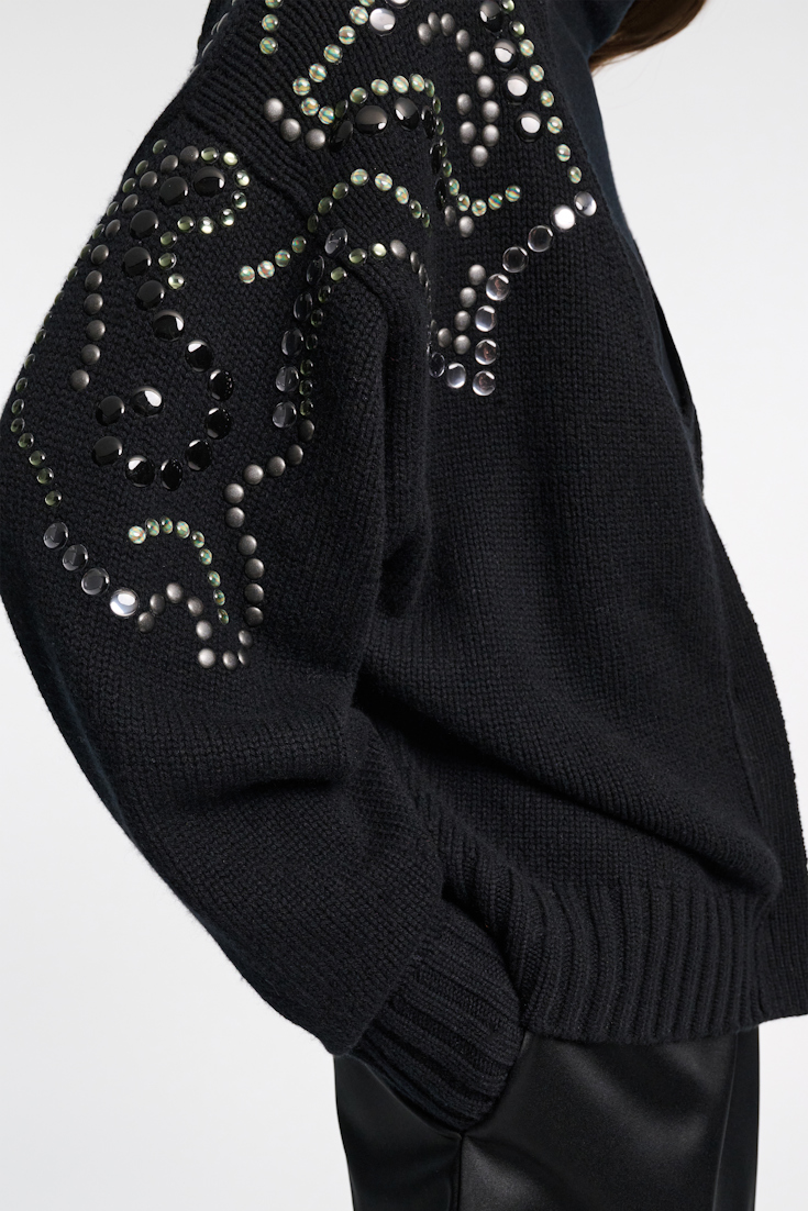 Dorothee Schumacher Embellished Merino-cashmere cardigan black