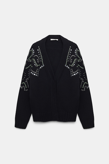 Dorothee Schumacher Embellished Merino-cashmere cardigan black