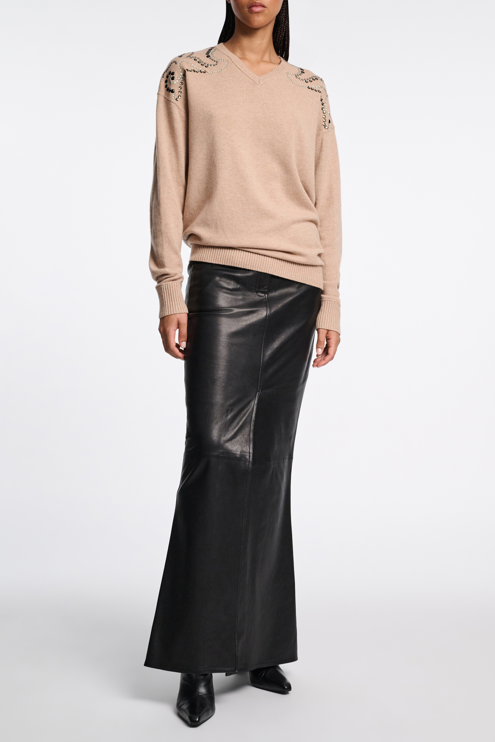 Dorothee Schumacher Embellished Merino-cashmere pullover camel