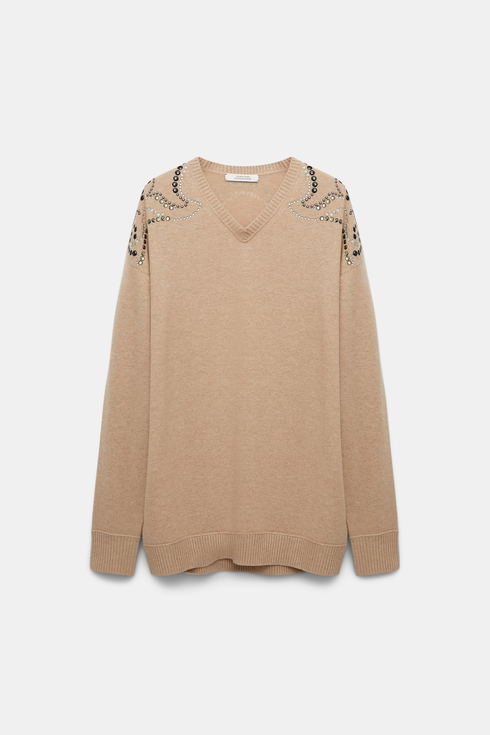 Dorothee Schumacher Embellished Merino-cashmere pullover camel