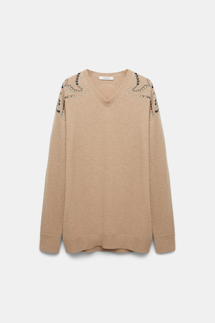 Dorothee Schumacher Merino-Kaschmir Pullover mit Embellishment camel