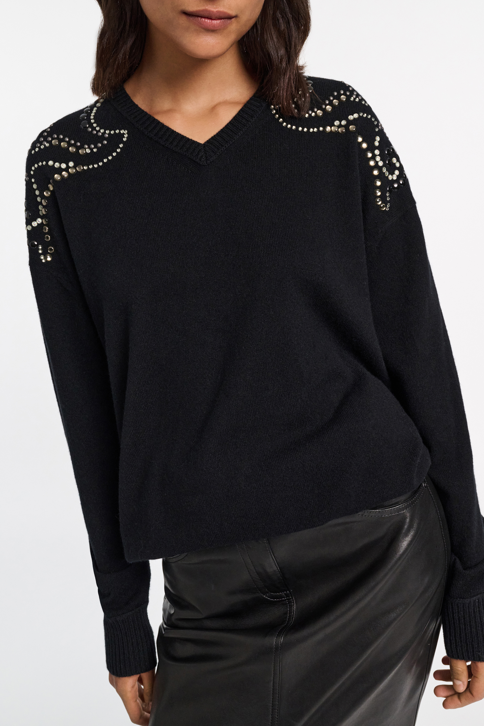 Dorothee Schumacher Embellished Merino-cashmere pullover black