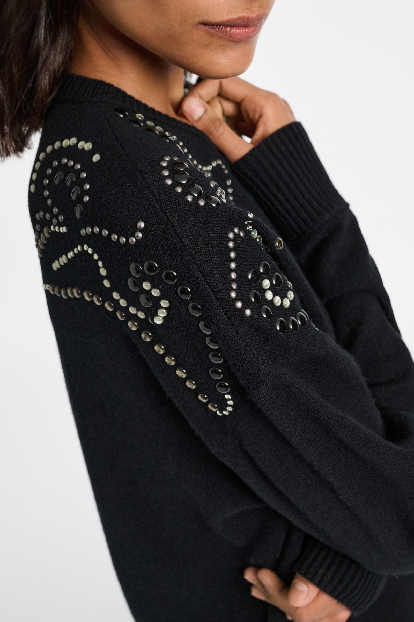 Dorothee Schumacher Embellished Merino-cashmere pullover black