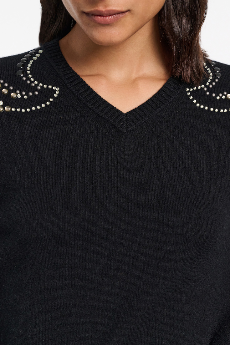 Dorothee Schumacher Merino-Kaschmir Pullover mit Embellishment deep black