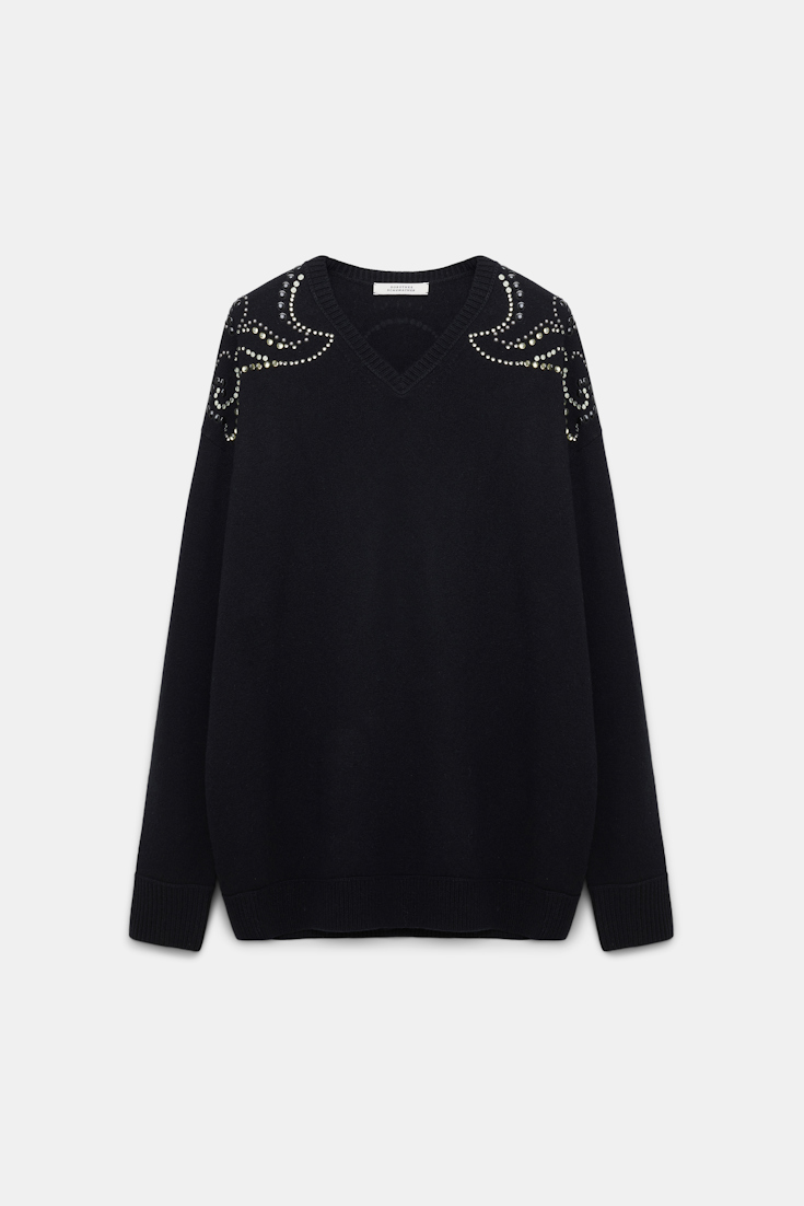 Dorothee Schumacher Embellished Merino-cashmere pullover black