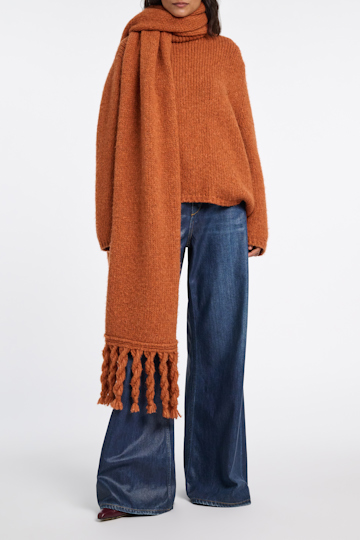 Dorothee Schumacher Alpaca-blend scarf with twisted fringe pumpkin