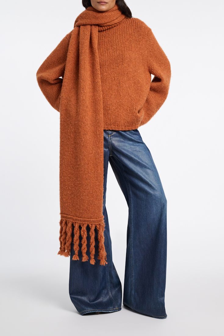 Dorothee Schumacher Alpaca-blend scarf with twisted fringe pumpkin