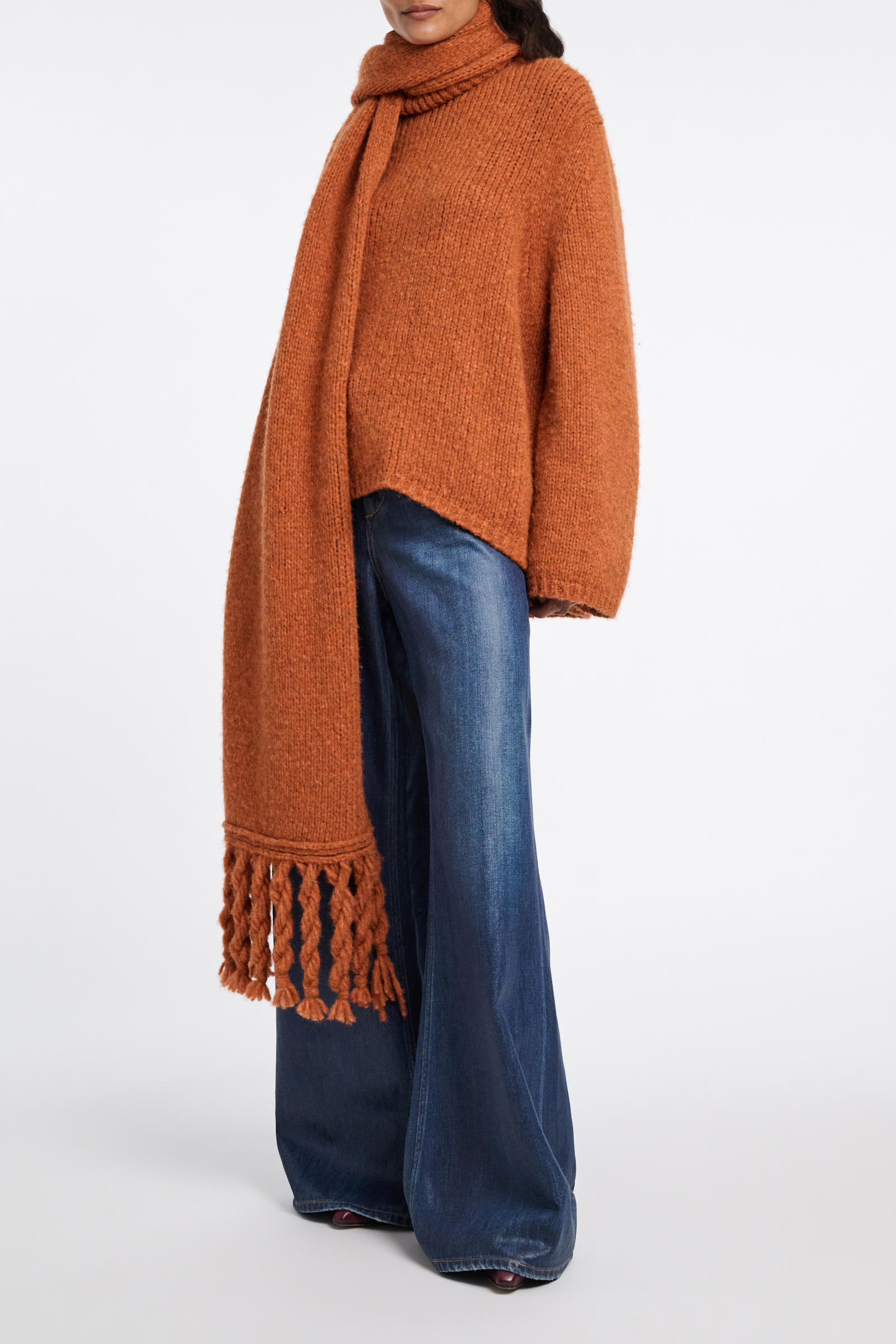 Dorothee Schumacher Alpaca-blend scarf with twisted fringe pumpkin