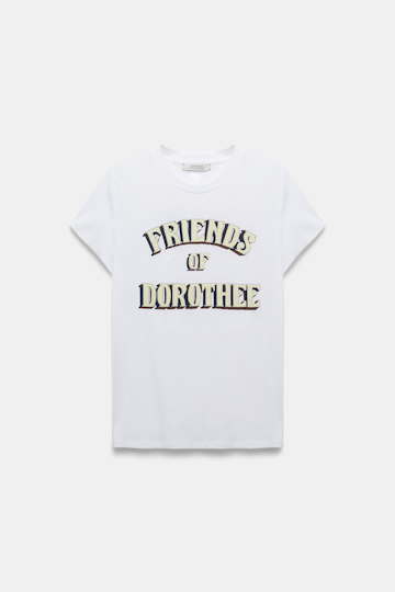 Dorothee Schumacher Cotton T-shirt with lettered print sand friends
