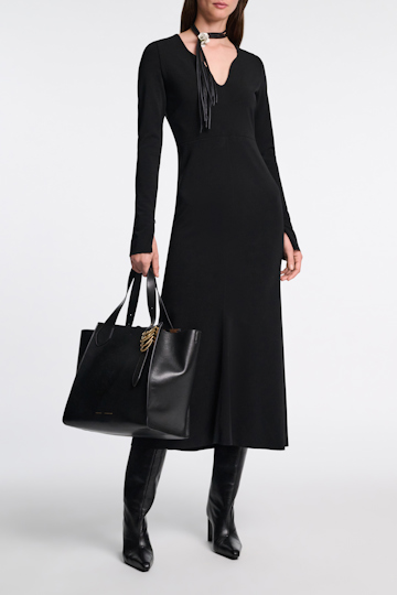 Dorothee Schumacher Long sleeve dress with structured V-neckline black