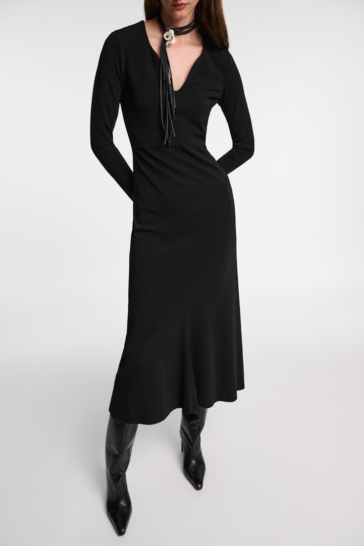 Dorothee Schumacher Long sleeve dress with structured V-neckline black