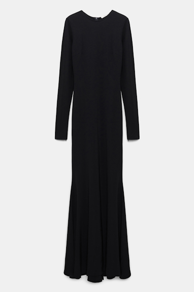 Dorothee Schumacher Round neck evening dress with train black