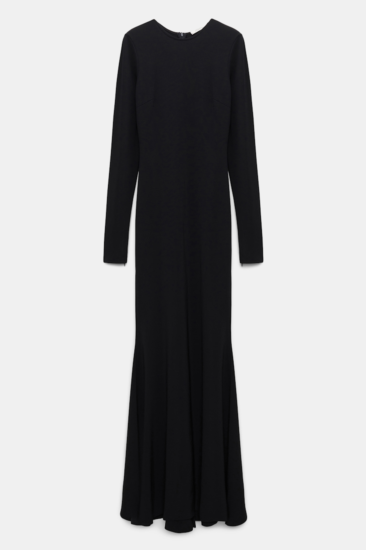 Dorothee Schumacher Round neck evening dress with train black