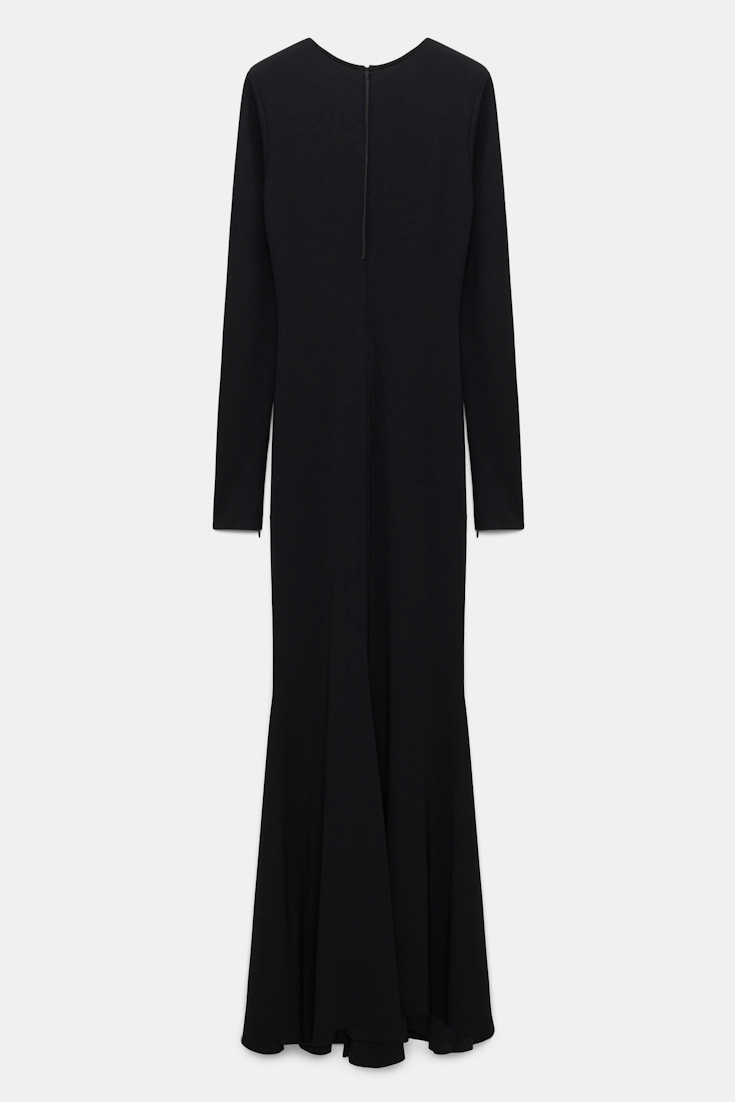 Dorothee Schumacher Round neck evening dress with train black