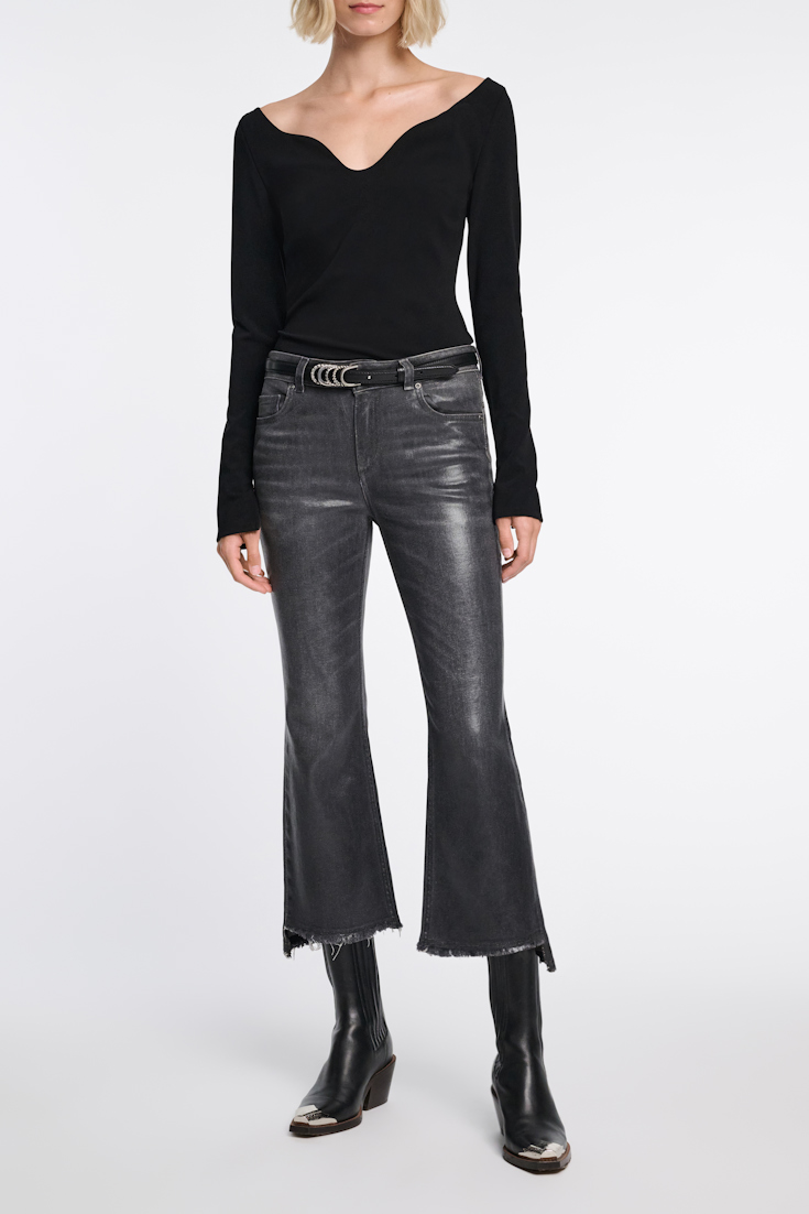 Dorothee Schumacher Long sleeve top with structured V-neckline black