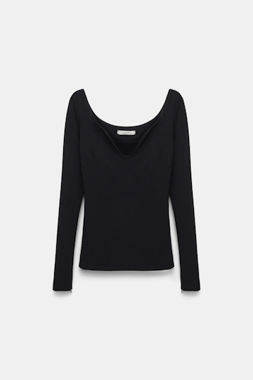 Dorothee Schumacher Long sleeve top with structured V-neckline black