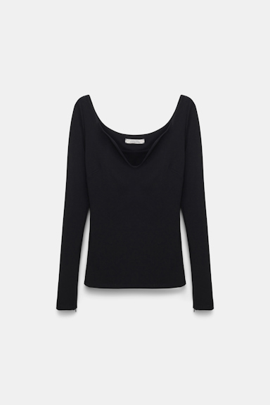 Dorothee Schumacher Long sleeve top with structured V-neckline black