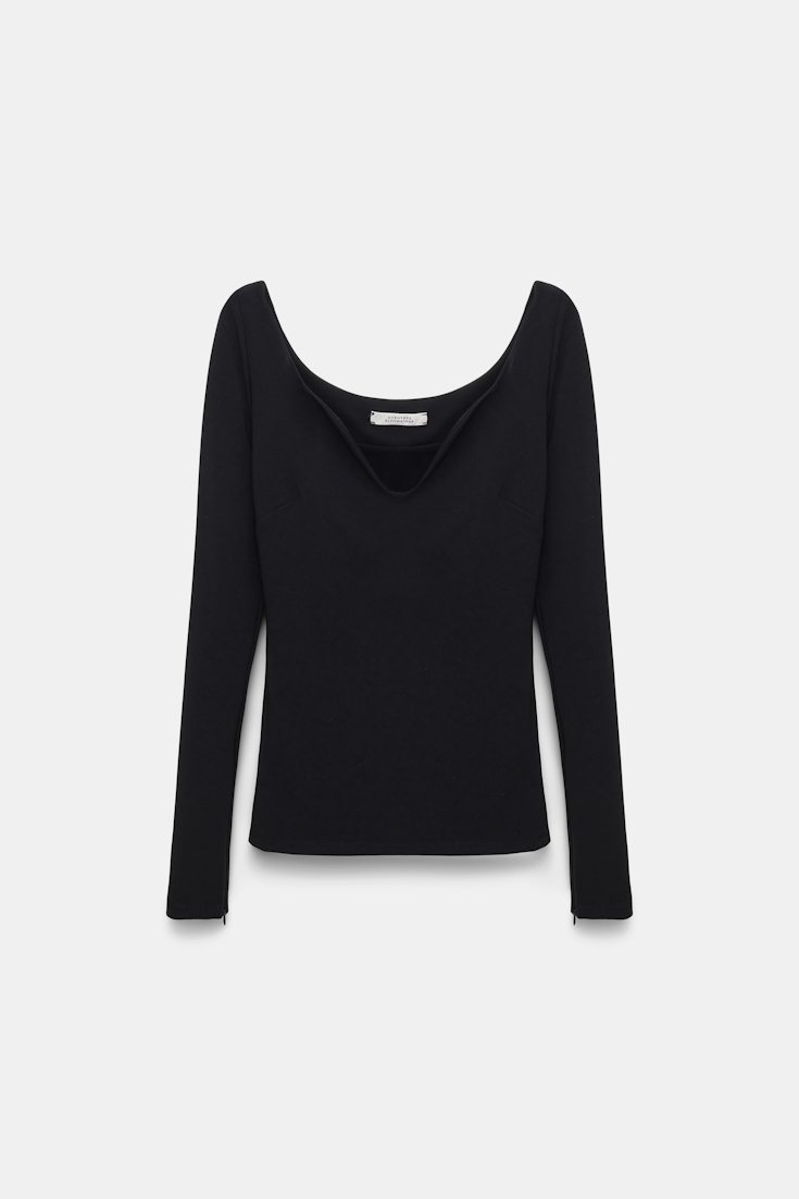 Dorothee Schumacher Long sleeve top with structured V-neckline black