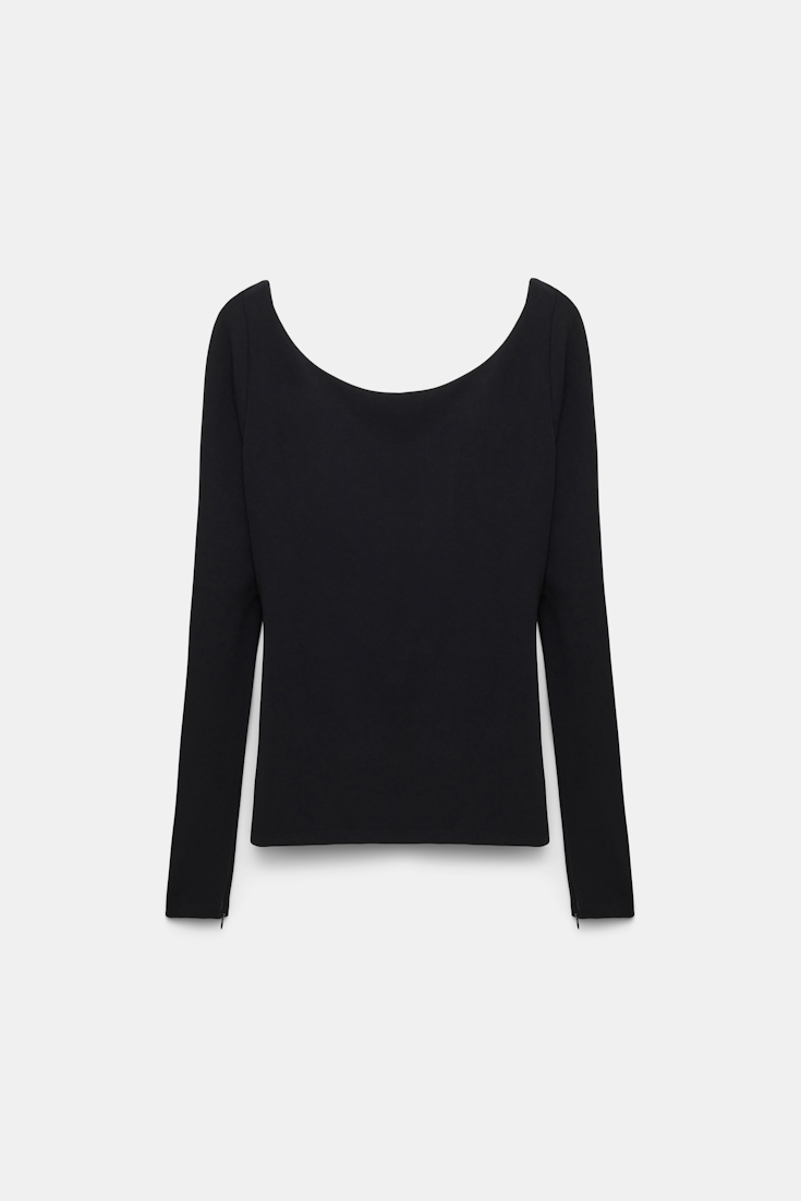 Dorothee Schumacher Long sleeve top with structured V-neckline black