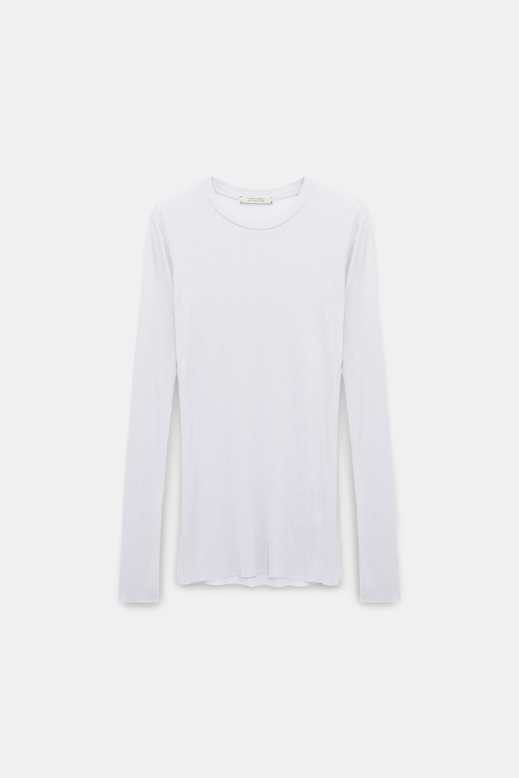 Dorothee Schumacher Casual fine rib round neck top pure white