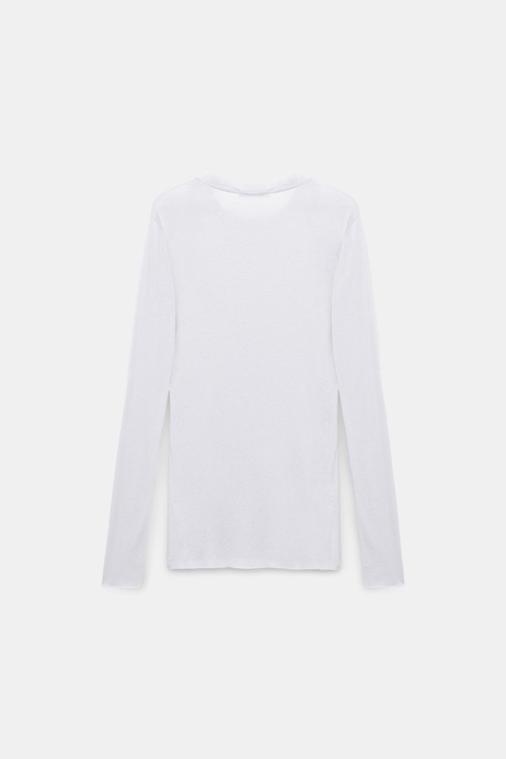 Dorothee Schumacher Casual fine rib round neck top pure white