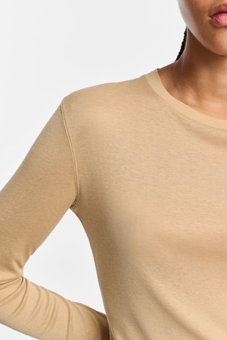 Dorothee Schumacher Geripptes Longsleeve mit Rundhalsausschnitt golden brown