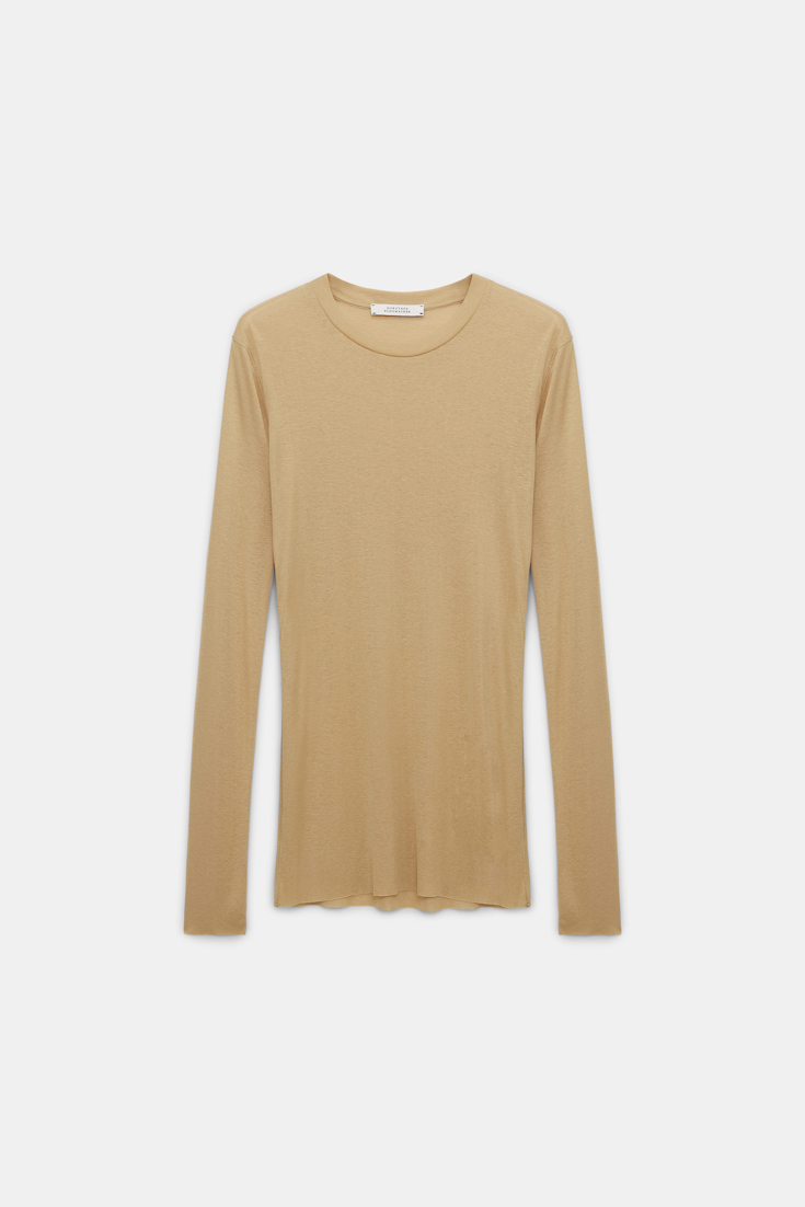 Dorothee Schumacher Casual fine rib round neck top golden brown