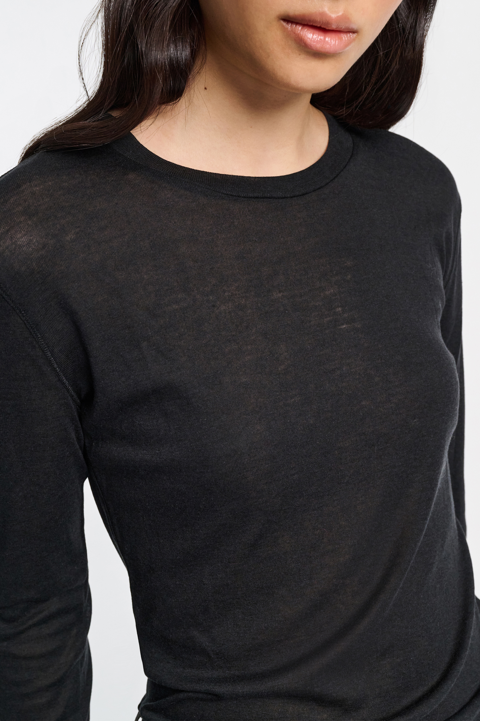 Dorothee Schumacher Geripptes Longsleeve mit Rundhalsausschnitt deep black