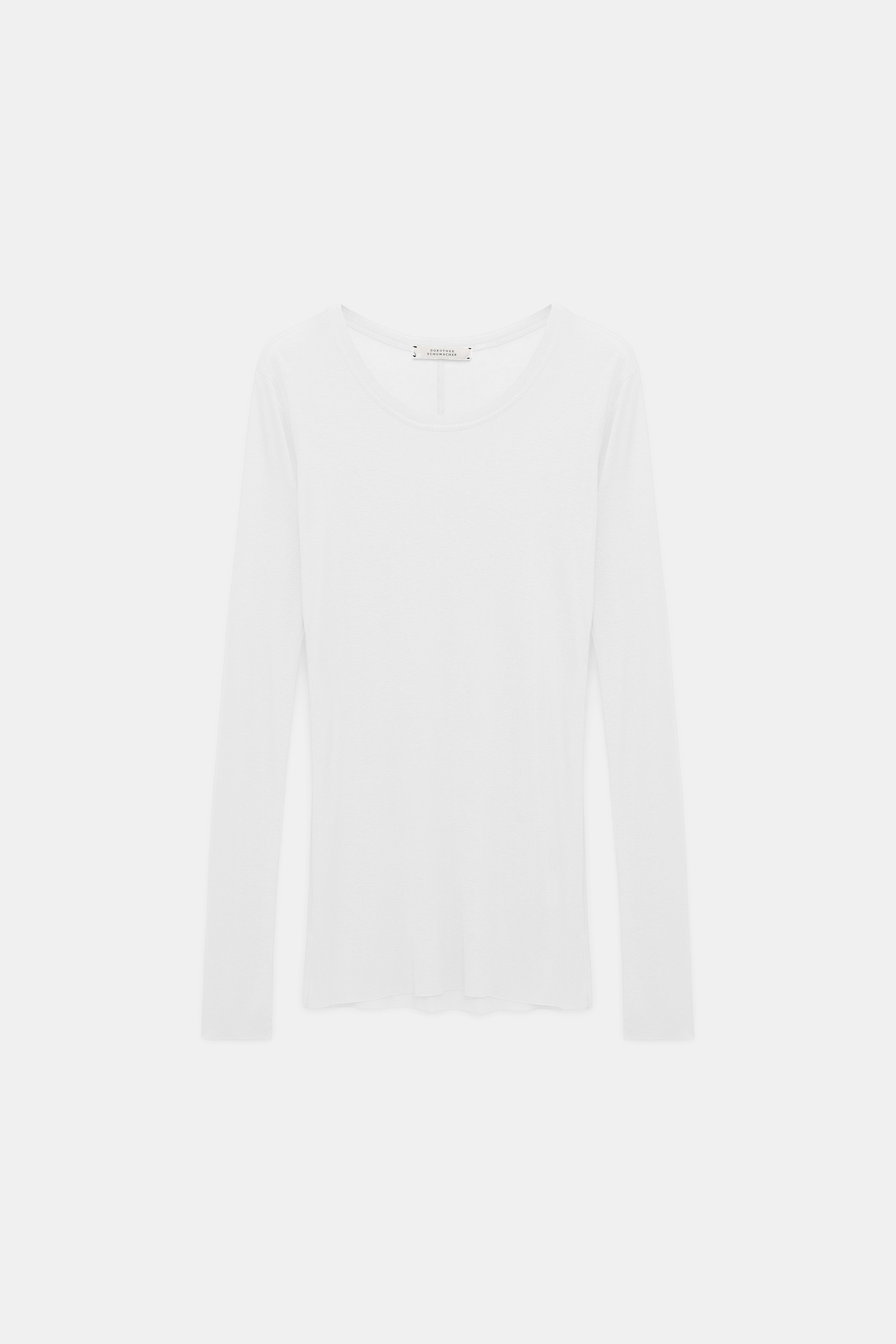 Dorothee Schumacher Geripptes Longsleeve mit tiefem Rundhalsausschnitt pure white