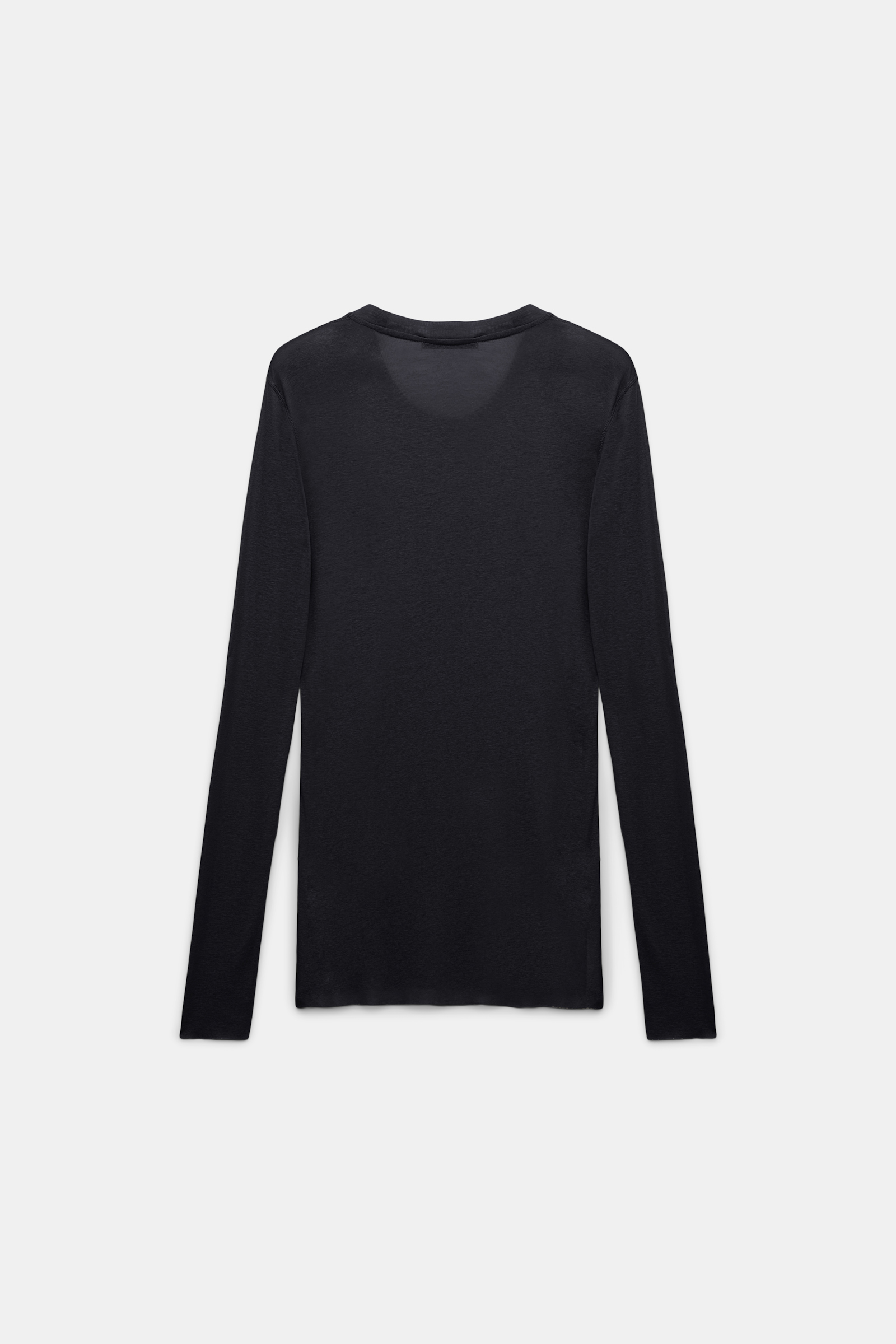 Dorothee Schumacher Geripptes Longsleeve mit tiefem Rundhalsausschnitt deep black