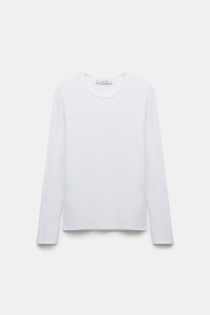 Dorothee Schumacher Longsleeve mit Rundhalsausschnitt camelia white