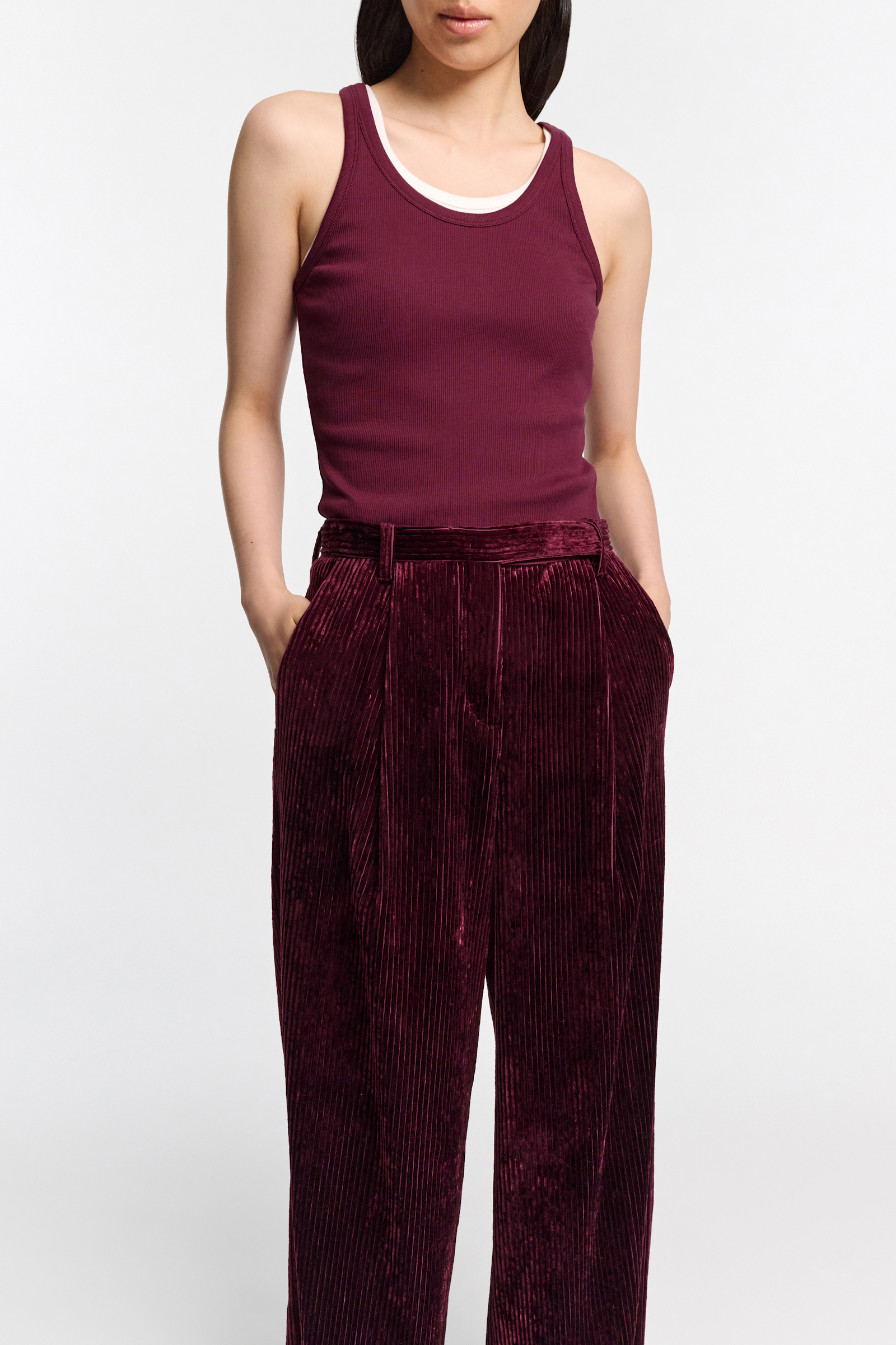 Dorothee Schumacher Ribbed tank top dark burgundy