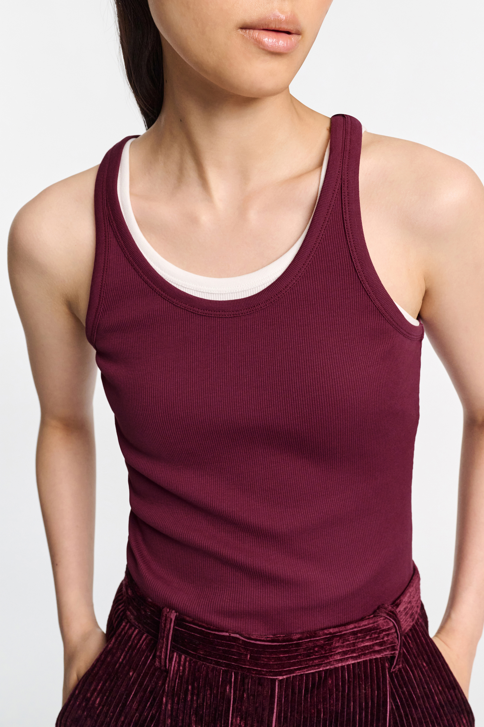 Dorothee Schumacher Ribbed tank top dark burgundy