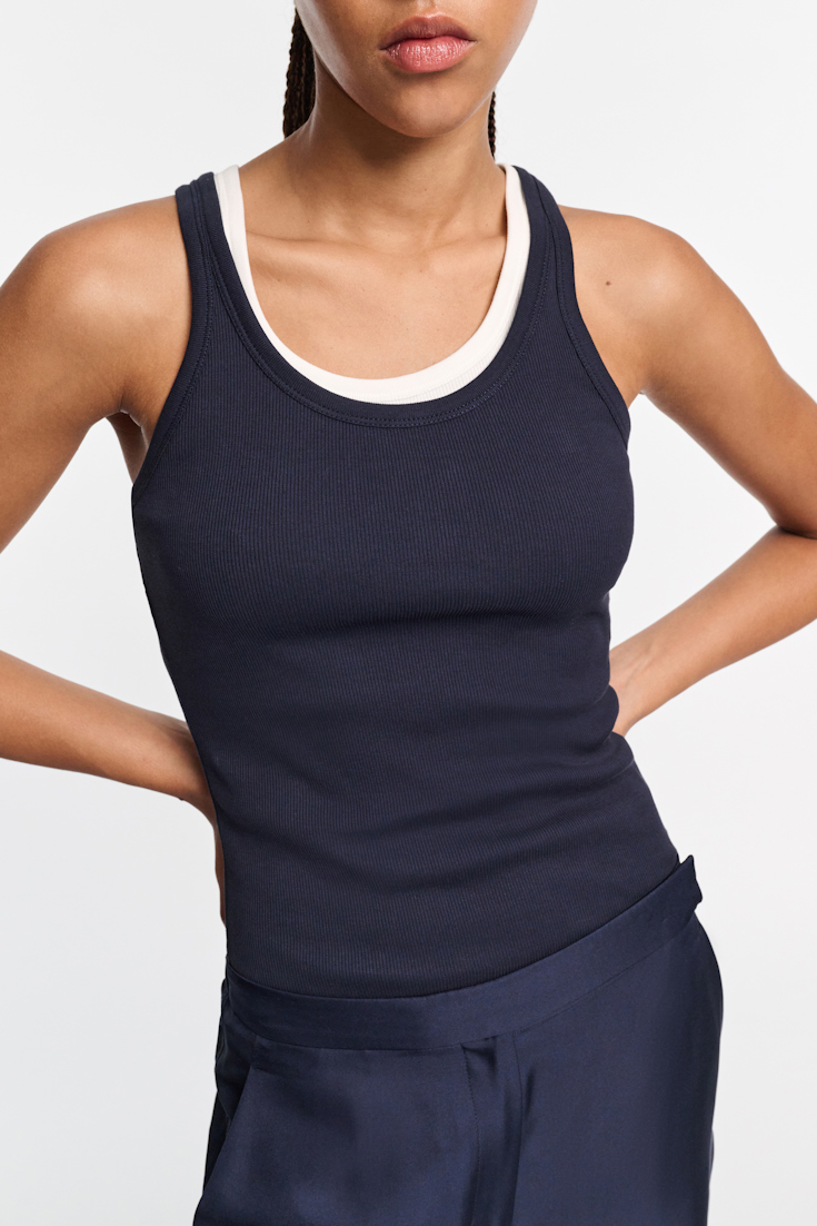 Dorothee Schumacher Ribbed tank top dark navy