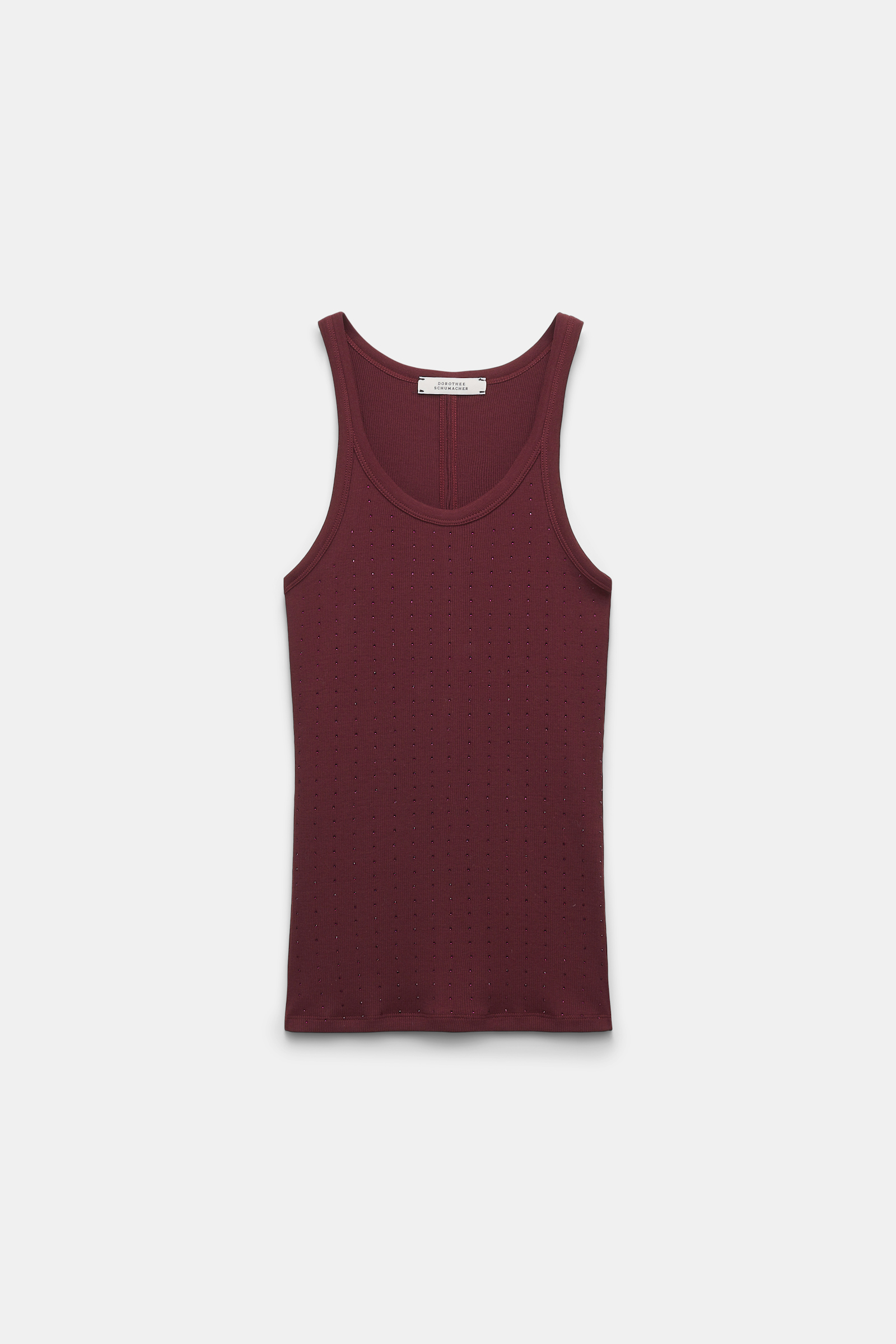 Dorothee Schumacher Ribbed tank top with hotfix embellishment dark burgundy