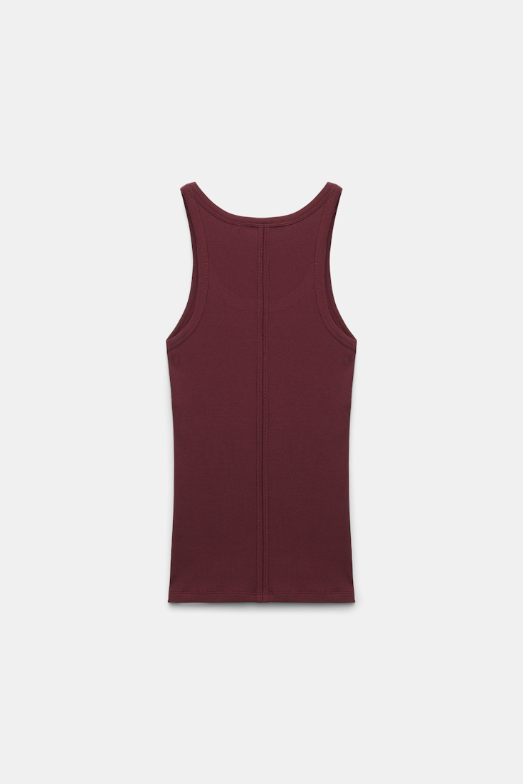 Dorothee Schumacher Ribbed tank top with hotfix embellishment dark burgundy