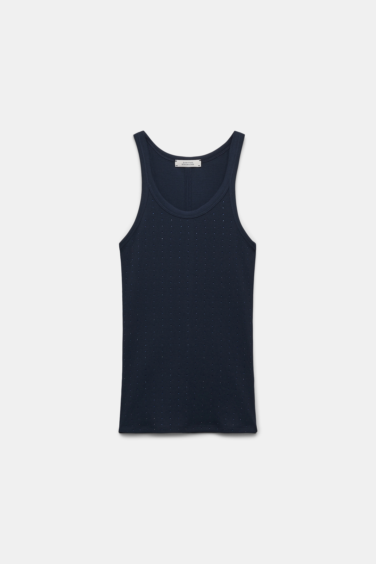 Dorothee Schumacher Ribbed tank top with hotfix embellishment dark navy