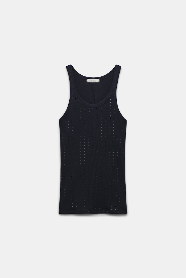 Dorothee Schumacher Ribbed tank top with hotfix embellishment black