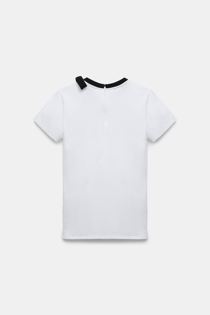 Dorothee Schumacher T-shirt with removable bow tie camelia white