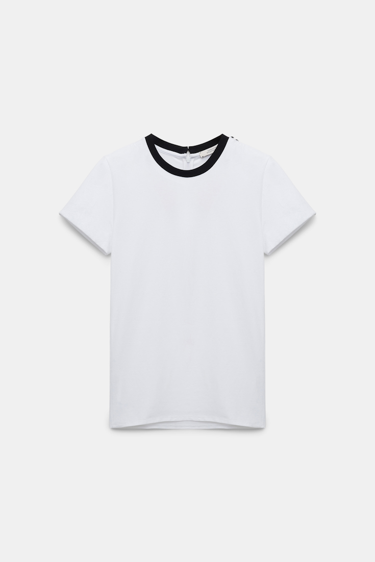 Dorothee Schumacher T-shirt with removable bow tie camelia white