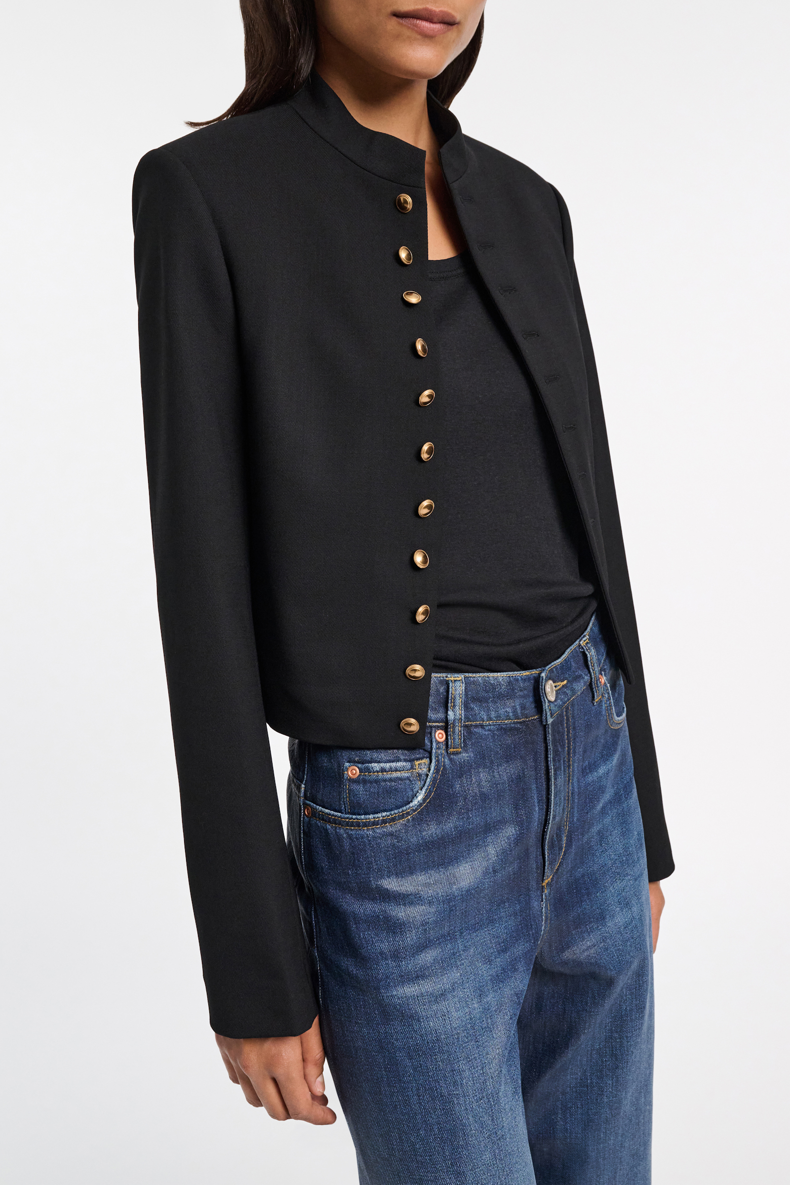 Dorothee Schumacher Stretch wool jacket with decorative buttons black