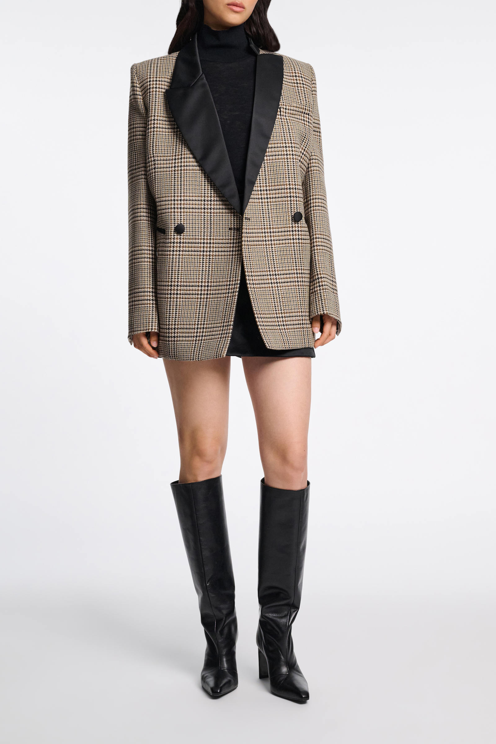 Dorothee Schumacher Glen plaid blazer with asymmetric lapel mixed glencheck