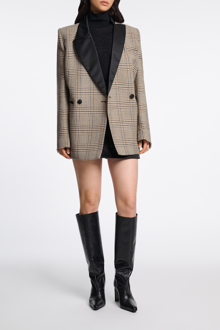 Dorothee Schumacher Glen plaid blazer with asymmetric lapel mixed glencheck