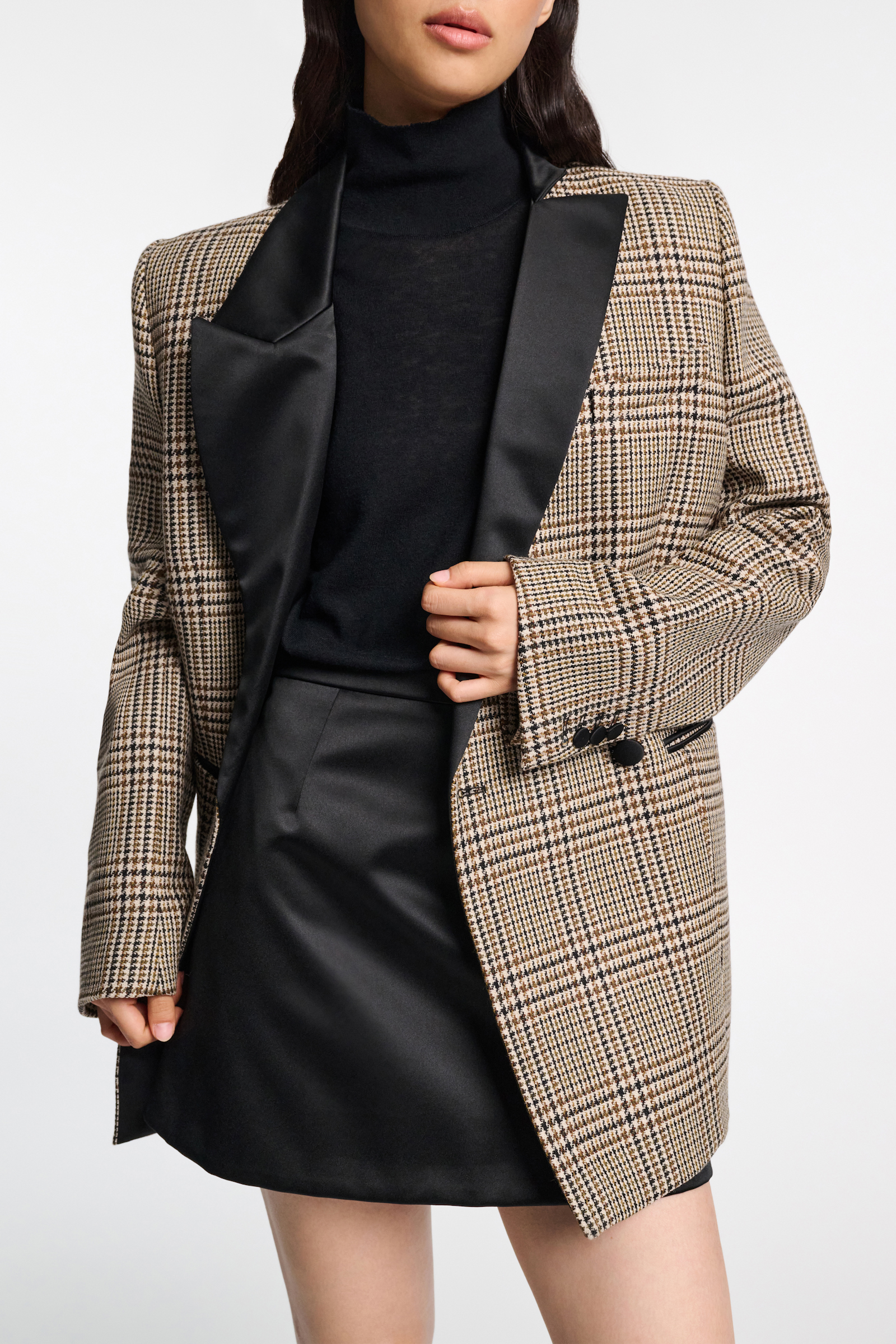 Dorothee Schumacher Glen plaid blazer with asymmetric lapel mixed glencheck