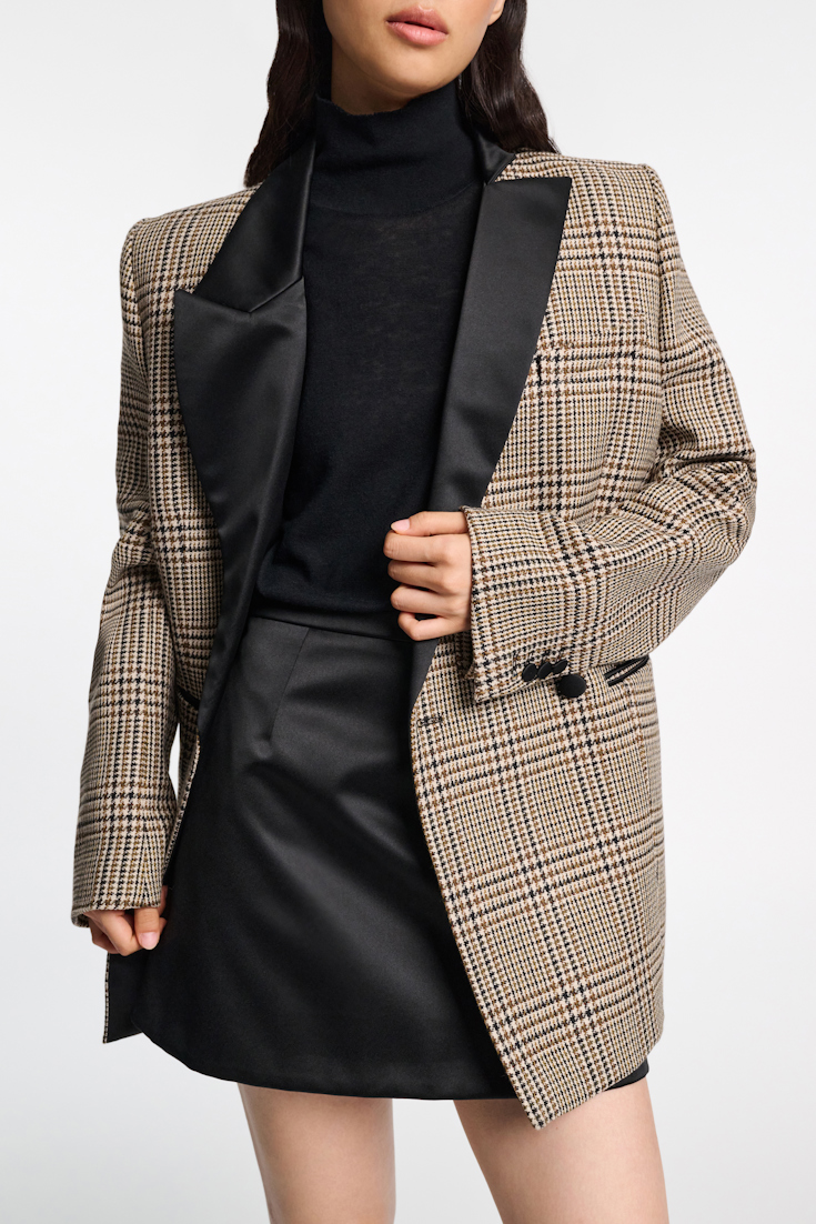 Dorothee Schumacher Glen plaid blazer with asymmetric lapel mixed glencheck