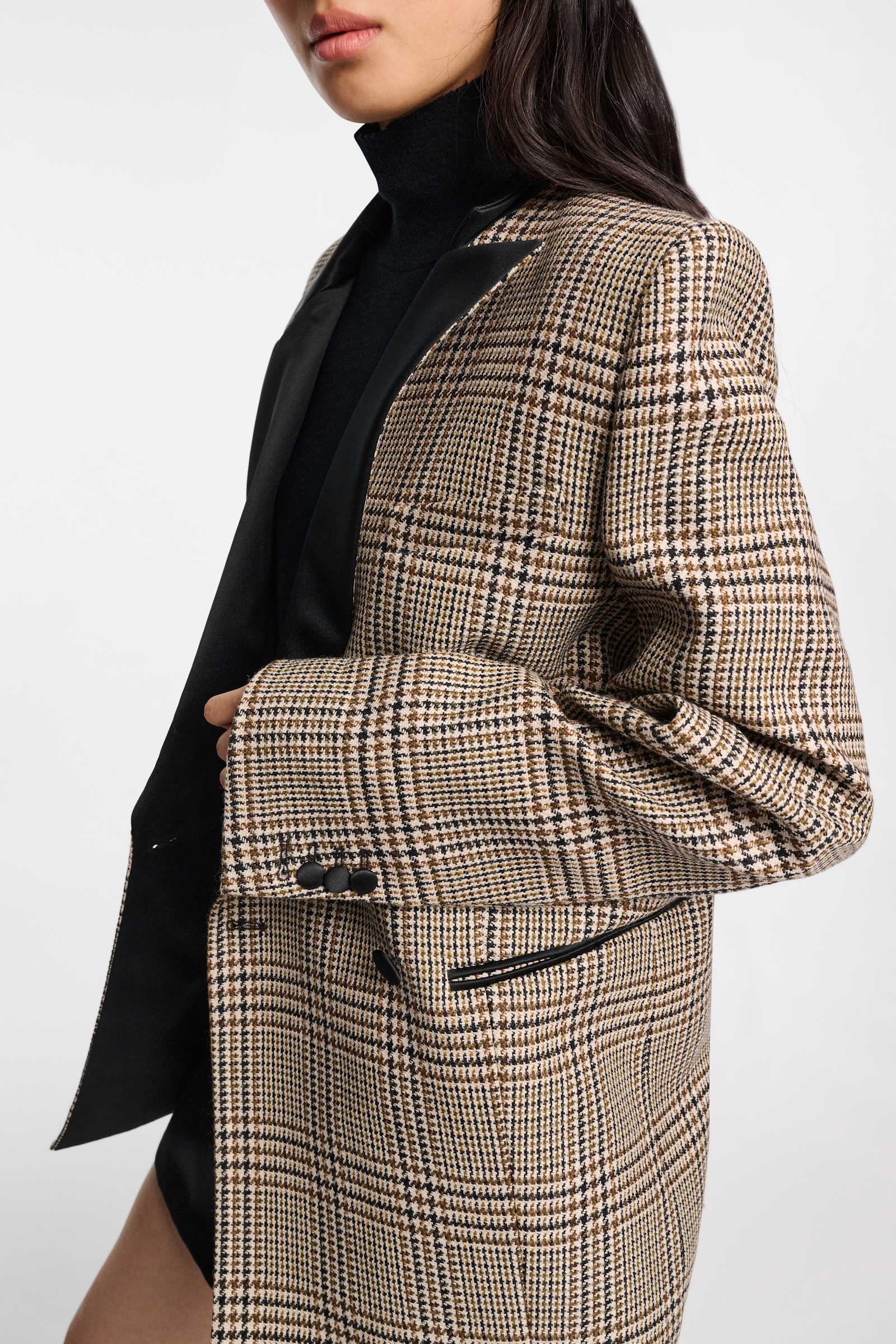 Dorothee Schumacher Glen plaid blazer with asymmetric lapel mixed glencheck