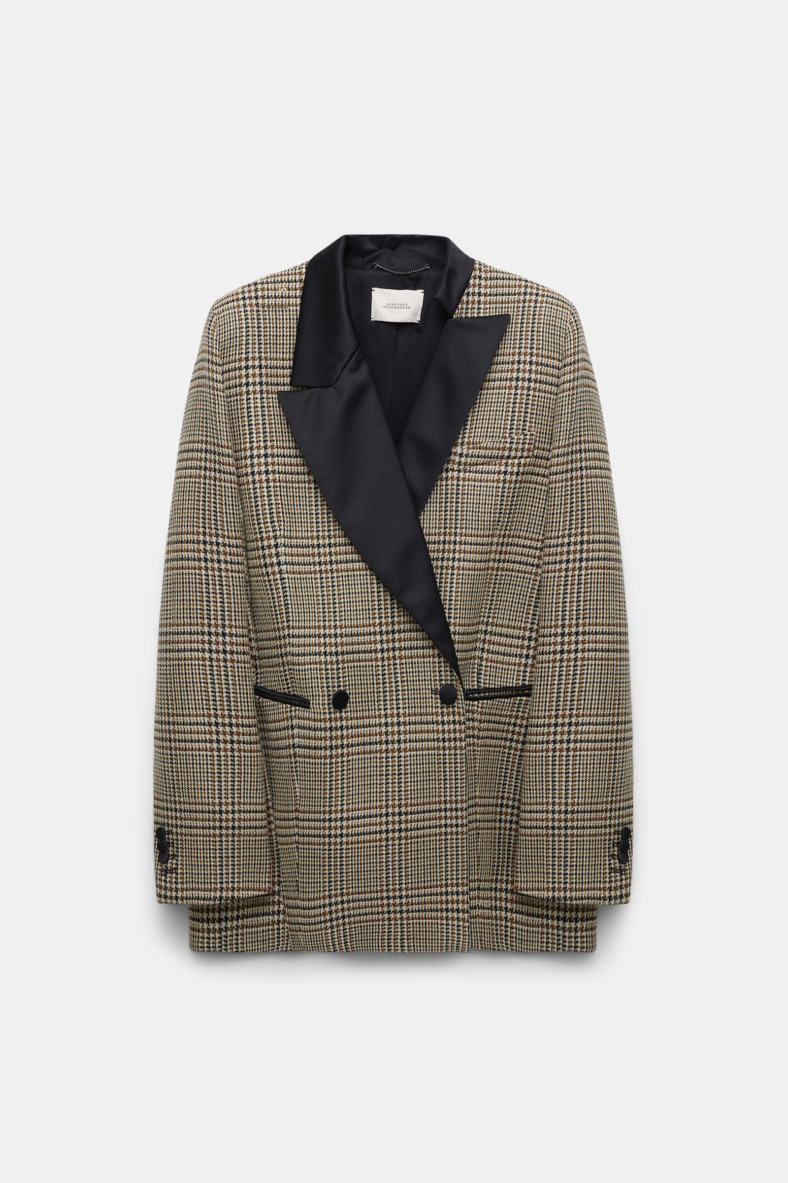 Dorothee Schumacher Glen plaid blazer with asymmetric lapel mixed glencheck